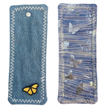 Load image into Gallery viewer, Bookmark - Denim with Butterfly Fabric on Back