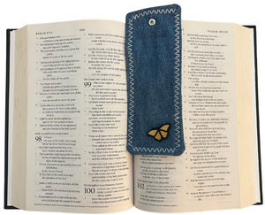 Bookmark - Denim with Butterfly Fabric on Back