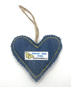 ORNAMENT – Denim Heart with Butterfly Patch
