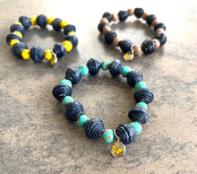 Load image into Gallery viewer, BRACELETS - Denim Beads with custom butterfly charm