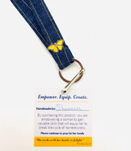 Load image into Gallery viewer, LANYARD w/Butterfly – Made from Upcycled Denim ***Custom Butterfly Pin***