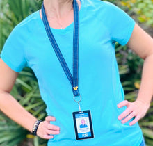 Load image into Gallery viewer, LANYARD w/Butterfly – Made from Upcycled Denim ***Custom Butterfly Pin***