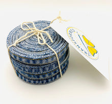Load image into Gallery viewer, COASTERS: Rolled Denim - Set of 4 - Handcrafted from Jean Seams – *Perfect* Housewarming Gift