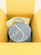 Load image into Gallery viewer, COASTERS: Rolled Denim - Set of 4 - Handcrafted from Jean Seams – *Perfect* Housewarming Gift
