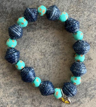 Load image into Gallery viewer, BRACELETS - Denim Beads with custom butterfly charm
