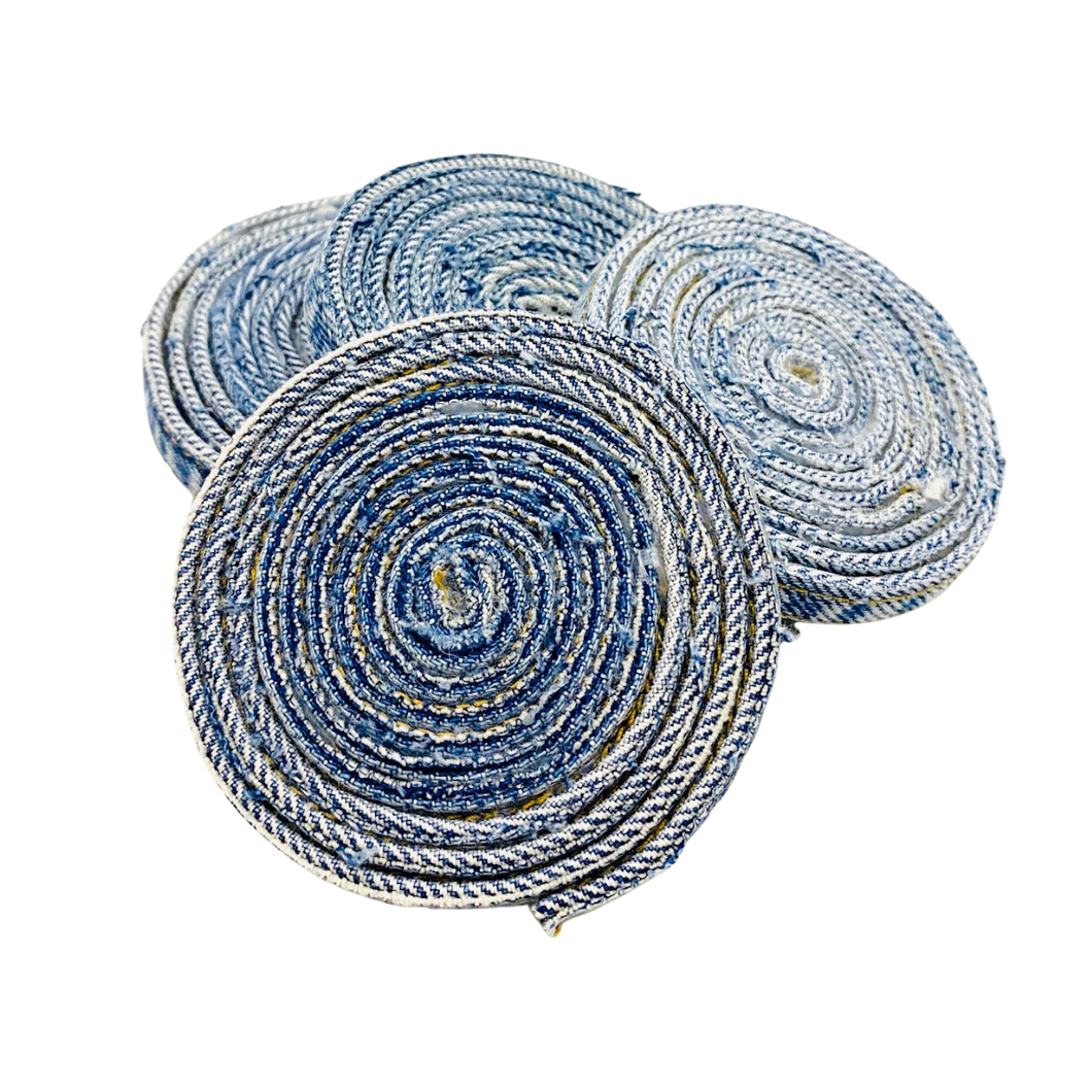 COASTERS: Rolled Denim - Set of 4 - Handcrafted from Jean Seams – *Perfect* Housewarming Gift