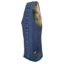 Load image into Gallery viewer, WINE TOTE - Repurposed Denim - Patterned Lining – Housewarming Gift