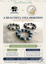Load image into Gallery viewer, BRACELETS -             Hand rolled Denim Beads with custom butterfly charm
