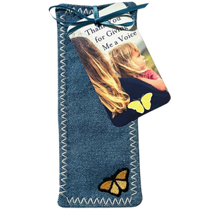 Bookmark - Denim with Butterfly Fabric on Back