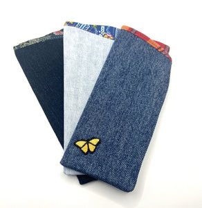 Eyeglasses Case - Denim with Patterned Lining