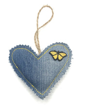 Load image into Gallery viewer, ORNAMENT – Denim Heart with Butterfly Patch
