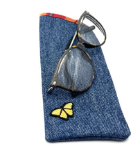 Load image into Gallery viewer, Eyeglasses Case - Denim with Patterned Lining
