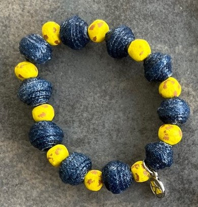 BRACELETS - Denim Beads with custom butterfly charm