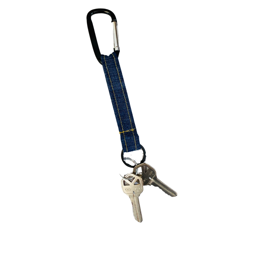 KEYCHAIN - MEN'S - Denim w/Key Ring and Carabiner * Gift for Dad *