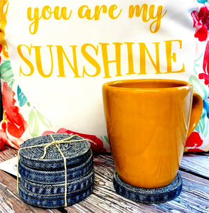 COASTERS: Rolled Denim - Set of 4 - Handcrafted from Jean Seams – *Perfect* Housewarming Gift